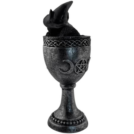 Black Cat Cup Wicca Purple Hat Resin 6.5x6x15.7cm