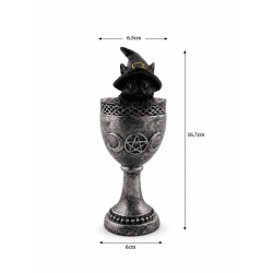 Black Cat Cup Wicca Purple Hat Resin 6.5x6x15.7cm