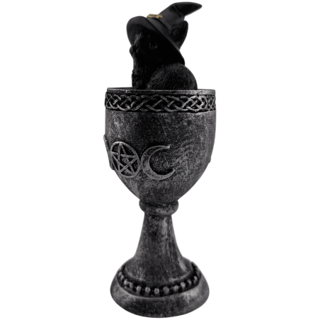 Copa Gato Negro Wicca Resina 6,5x6x15,7cm