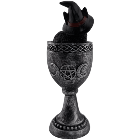 Zwarte kat Wicca harsbeker 6,5x6x15,7 cm