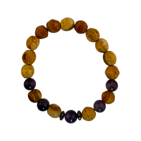 Pulseira de Palo Santo e Ametista - Proteção, Calma, Purificação e Elevação