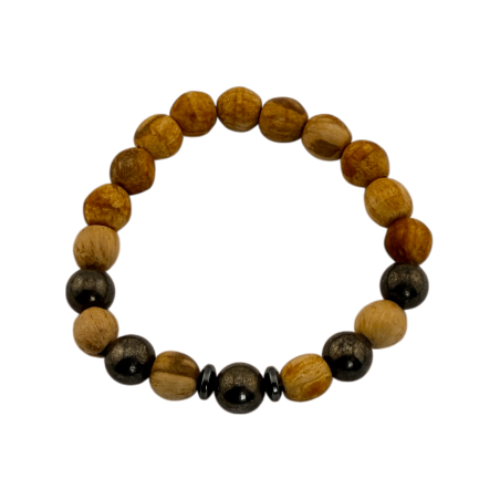 Bracelet de Palo Santo et de Pyrite - Protection, Prospérité, Abondance, Force...