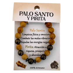 Bracelet de Palo Santo et de Pyrite - Protection, Prospérité, Abondance, Force...