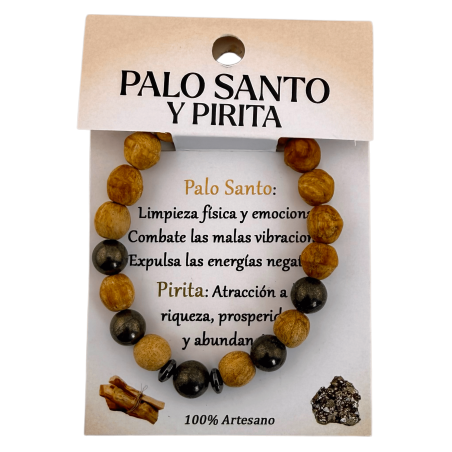Polsera Palo Santo y Pirita - Protecció, Prosperitat, Abundància, Força...