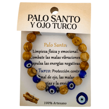 Braccialetto turco con Palo Santo e occhio - Purificazione, protezione contro il malocchio e le energie negative