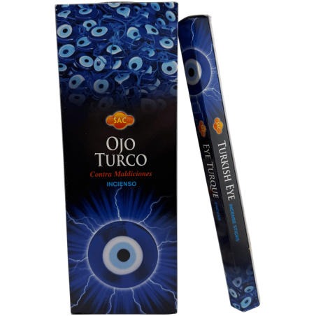 Encens turc SAC Eye - Boîte de 6 paquets hexagonaux de 20 bâtonnets chacun, soit 120 bâtonnets d'encens