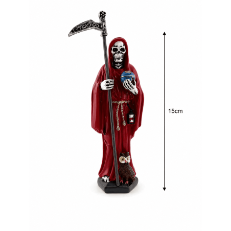 Röd Santa Muerte Resin Figur 15cm.