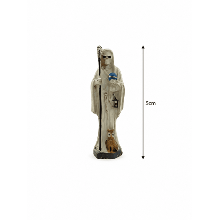 White Santa Muerte Resin Figure 5cm in tin