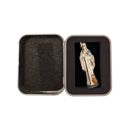 Vit Santa Muerte-figur i harts, 5 cm i plåt