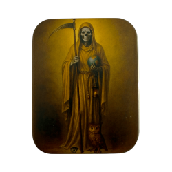 Figurine en résine Santa Muerte dorée 5 cm en étain
