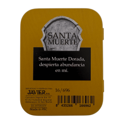 Goldene Weihnachtsmann-Muerte-Harzfigur, 5 cm, in Dose