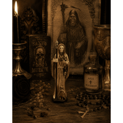 Figurine en résine Santa Muerte dorée 5 cm en étain