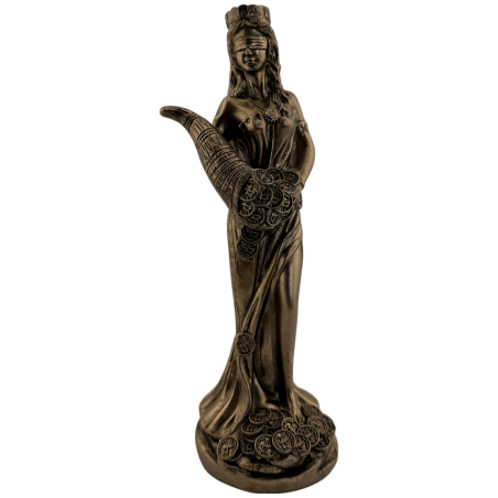 Figurine en résine Déesse de la Fortune, socle rond de 15 cm
