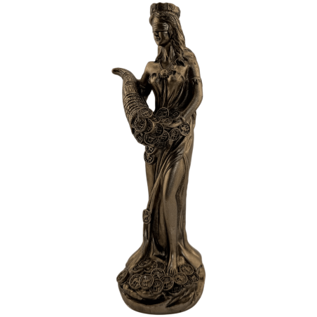 Figurine en résine Déesse de la Fortune, socle rond de 15 cm