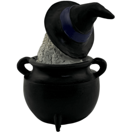 Figura Resina Mussol Wicca Caldero Triple Lluna Barret Negre 7,7x6,2x10cm