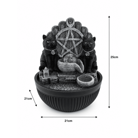 Resin Water Fountain for Cats, Wicca, with Pentagram and Light, 21x21x25cm