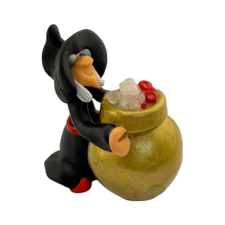Heksje tegen afgunst met ketel 6x5cm - Esoterisch amulet