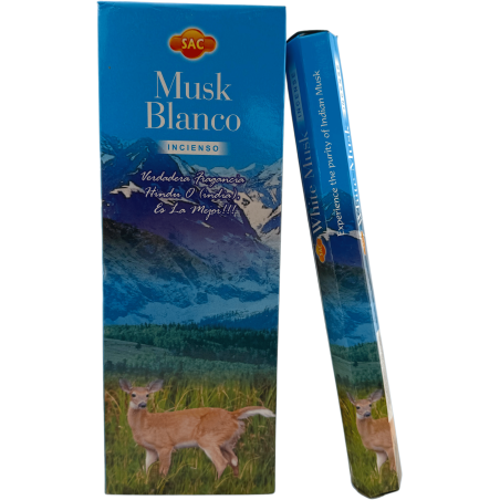 Incienso SAC Almizcle Blanco - Caja de 6 paquetes hexagonales de 20 barritas 120 barritas de incienso