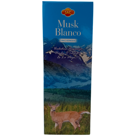 Incienso SAC Almizcle Blanco - Caja de 6 paquetes hexagonales de 20 barritas 120 barritas de incienso
