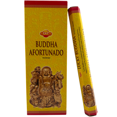 Encens SAC Lucky Buddha - Boîte de 6 paquets hexagonaux de 20 bâtonnets chacun, soit 120 bâtonnets d'encens