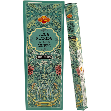 SAC Florida Water Incense Attracts Money - Box of 6 hexagonal packs of 20 sticks each, 120 incense sticks