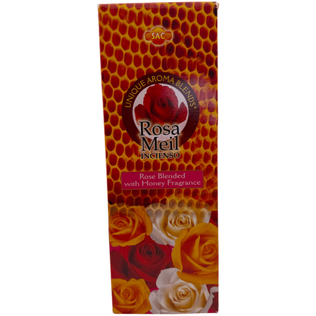 Encens au miel et à la rose SAC - Boîte de 6 paquets hexagonaux de 20 bâtonnets chacun, soit 120 bâtonnets d'encens