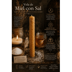 Vela de Mel e Sal - 100% Cera de Abelha Genuína - Purificação, absorção de energias negativas e equilíbrio.