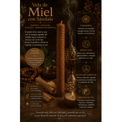 Vela de Mel com Sândalo - 100% Cera de Abelha Genuína - Conexão, Atração, Elevação e Harmonia