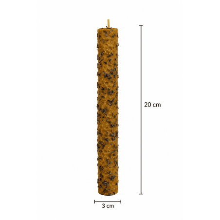 Candela al miele e lavanda - 100% cera d'api autentica - Pace, serenità, guarigione e armonizzazione.
