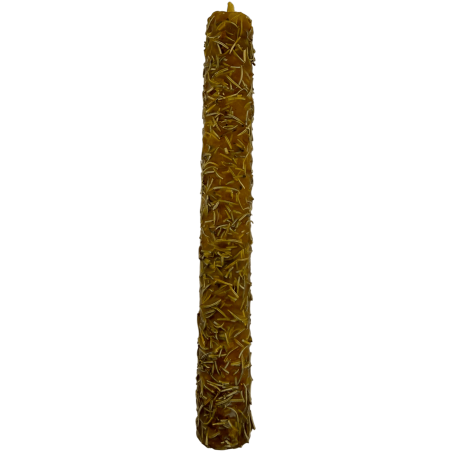 Świeca miodowa z rozmarynem – 100% prawdziwy wosk pszczeli – oczyszczająca, przynosząca dobrobyt, chroniąca przed negatywnymi en