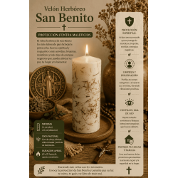 Świeca ziołowa Świętego Benedykta - Świeca ezoteryczna 14x6cm - Ochrona przed klątwami