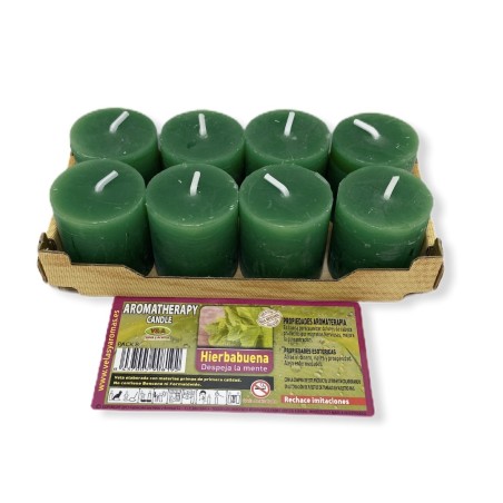 Lot de 8 bougies ésotériques à la menthe verte 3,8 x 3,5 cm - Bougies et arômes