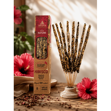 بخور الكركديه العضوي AROMA ناتشر - 8 أعواد، مدة الاستخدام ساعة واحدة