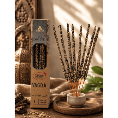 ヤグラAROMAネイチャー オーガニックインセンス - 8本入り、持続時間1時間