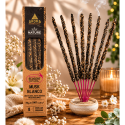 بخور المسك الأبيض العضوي AROMA - 8 أعواد، مدة الرائحة ساعة واحدة