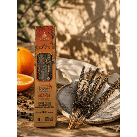 بخور AROMA ناتشر العضوي برائحة البرتقال والفلفل - 8 أعواد، مدة الاستخدام ساعة واحدة