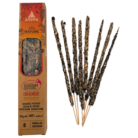 Lot de 3 encens bio au poivre orange AROMA Nature - 8 bâtonnets, durée 1 heure