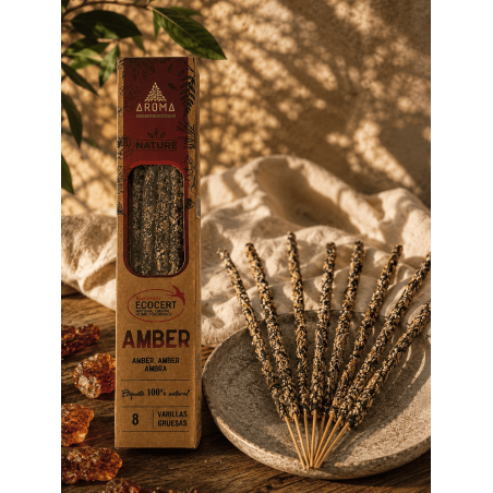3-pack ekologisk bärnstensrökelse AROMA Nature - 8 pinnar, 1 timmes varaktighet