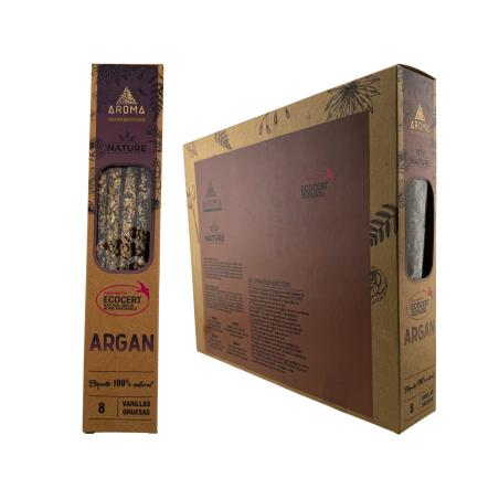 Coffret d'encens bio à l'argan AROMA Nature - 12 boîtes de 8 bâtonnets épais