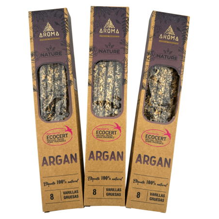 Pack of 3 Organic Argan Incense AROMA Nature - 8 sticks, 1 hour duration