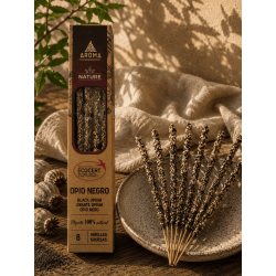 AROMAネイチャー オーガニック ブラックオピウム インセンス - 8本入り、持続時間1時間