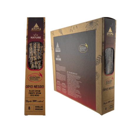 Boîte d'encens bio AROMA Nature Black Opium - 12 boîtes de 8 bâtonnets épais