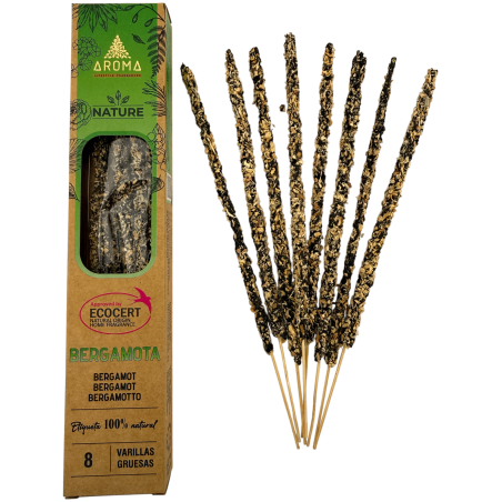 AROMA Nature Bio-Bergamotte-Räucherstäbchen – 8 Stück, Brenndauer 1 Stunde