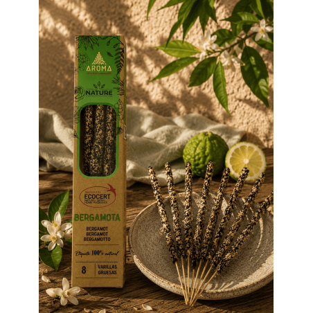 عبوة من 3 أعواد بخور البرغموت العضوي AROMA ناتشر - 8 أعواد، مدة الرائحة ساعة واحدة