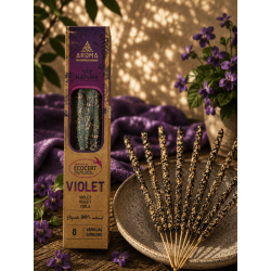 AROMAネイチャー オーガニック バイオレット インセンス - 8本入り、持続時間1時間