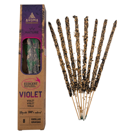 Confezione da 3 incensi biologici alla violetta AROMA Nature - 8 bastoncini, durata 1 ora