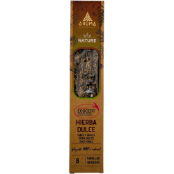 オーガニックスイートグラスインセンスAROMA Nature - 8本入り、持続時間1時間