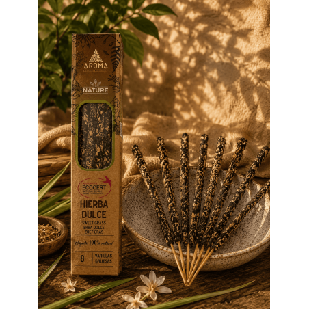 3er-Pack Bio-Süßgras-Räucherstäbchen, AROMA Natur – 8 Stäbchen, Brenndauer: 1 Stunde