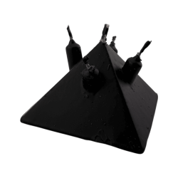 ピラミッド型キャンドル（芯5本）、ブラック、10x10x7cm - エソテリックキャンドル