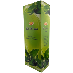 Incenso al patchouli SAC - Confezione da 6 pacchetti esagonali da 20 bastoncini ciascuno, per un totale di 120 bastoncini di inc